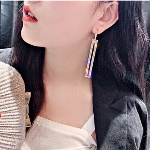 NWT STERLING SILVER diamond Earrings - Picture 3 of 3